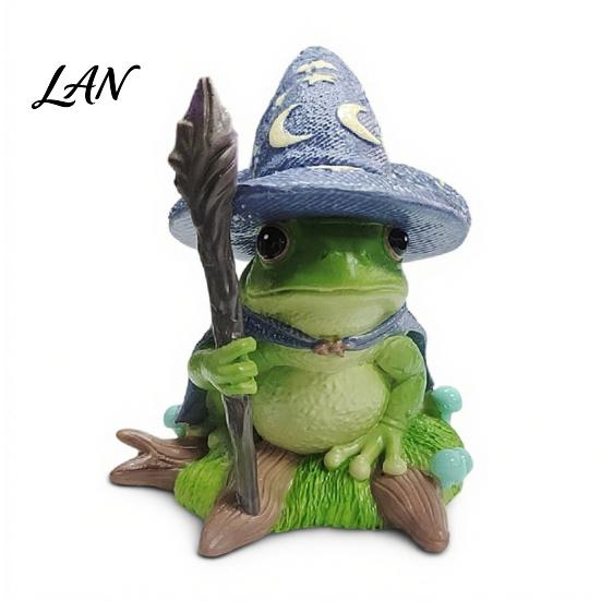Miniature Star Moon Spider Decor Witch Frog Ornaments, Resin Magic Wizard Figurine, Micro-landscape Detailed Figure Statue for Halloween Home Desktop