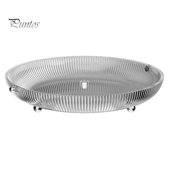 Light Luxury Transparent Fruit Plate Large Opening Design Strip Texture Stable Placement Electroplated Feet Fruit Tray