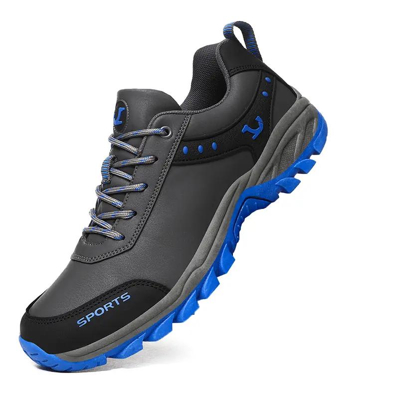 Роскошные кожаные кроссовки, мужская спортивная обувь, уличные кроссовки с толстой подошвой, на шнуровке, повседневные кроссовки, нескользящие, для ходьбы, походов, для мужчин