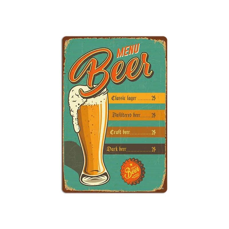 Vintage Cold Beer Metal Tin Sign 2023 New Iron Sheet Bar Background Wall Decoration Painting American Frameless Decorations