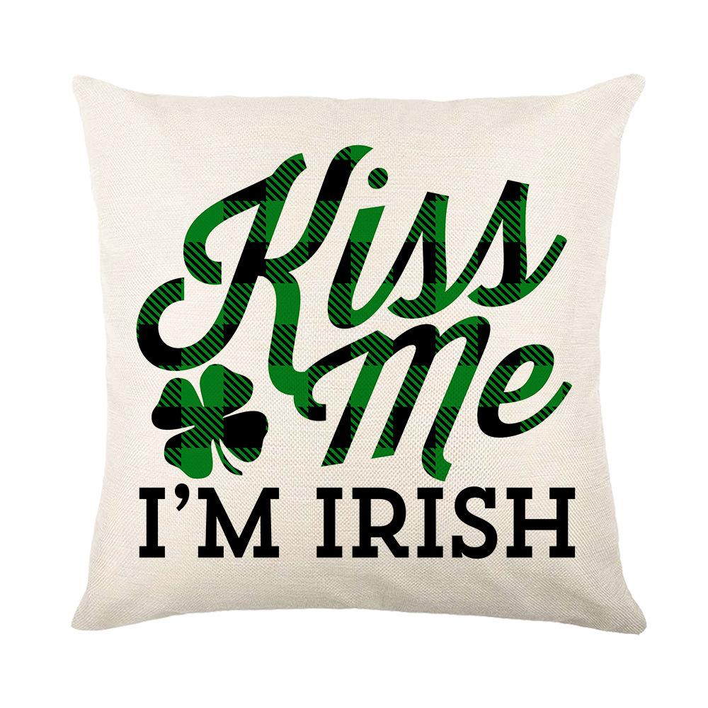 Combination Festival Cushion St. Patrick's Day Cushion Green Plaid Four-leaf Clover Sofa Cushion