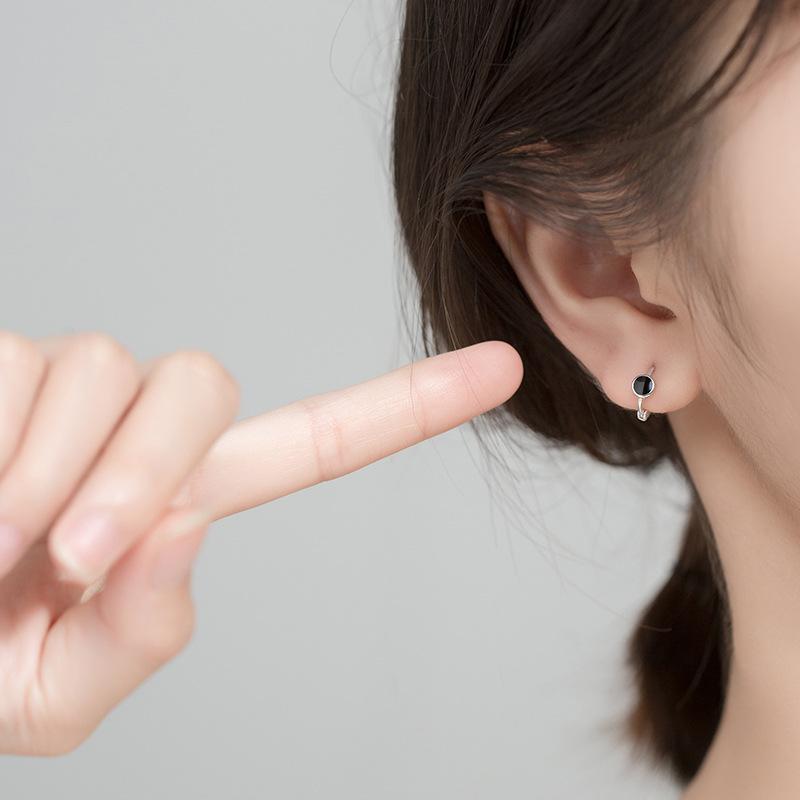 Нежные черные серьги из серебра 925 пробы для женщин и девочек, роскошные модные модные украшения, подарок другу, вечеринка