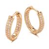 Zircon Full Pave Round Hoop Earrings For Women Rose Gold Color