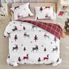 Комплекты пододеяльников размера кинг с рождественским принтом оленей - Мягкая микрофибра, красные комплекты постельного белья размера кинг, рождественское постельное белье 230x220 см