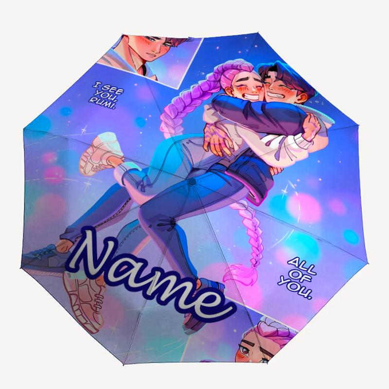 Personalized Name K-KPop Demon Hunters Print Umbrella - Automatic Open/Close, Eight-Rib Durable Frame, Automatic Folding Umbrella