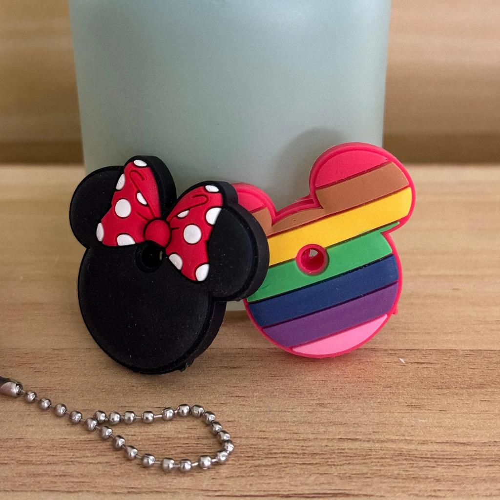 1&2 Pcs Cartoon Keychain Stitch Minnie Key Chains Spider Cartoon Man Cat Key Cover Caps Car Keychain Key Ring Holder Women