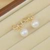 Elegant S925 Silver Pearl Bow Earrings for Women