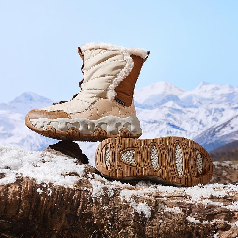 Anta Kids Trendy Fashion Thickened Warm Non-Slip High-Top Boots Kids Boots Two-Tone-Gray Oat-Milk-Brown Whole-Wheat-Brown A22446927-1