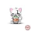 Original Owl Beads 100% 925 Silver Lucky Cat Elephant Charms Fit Original 925 Bracelet DIY Jewelry Making Women's Gift