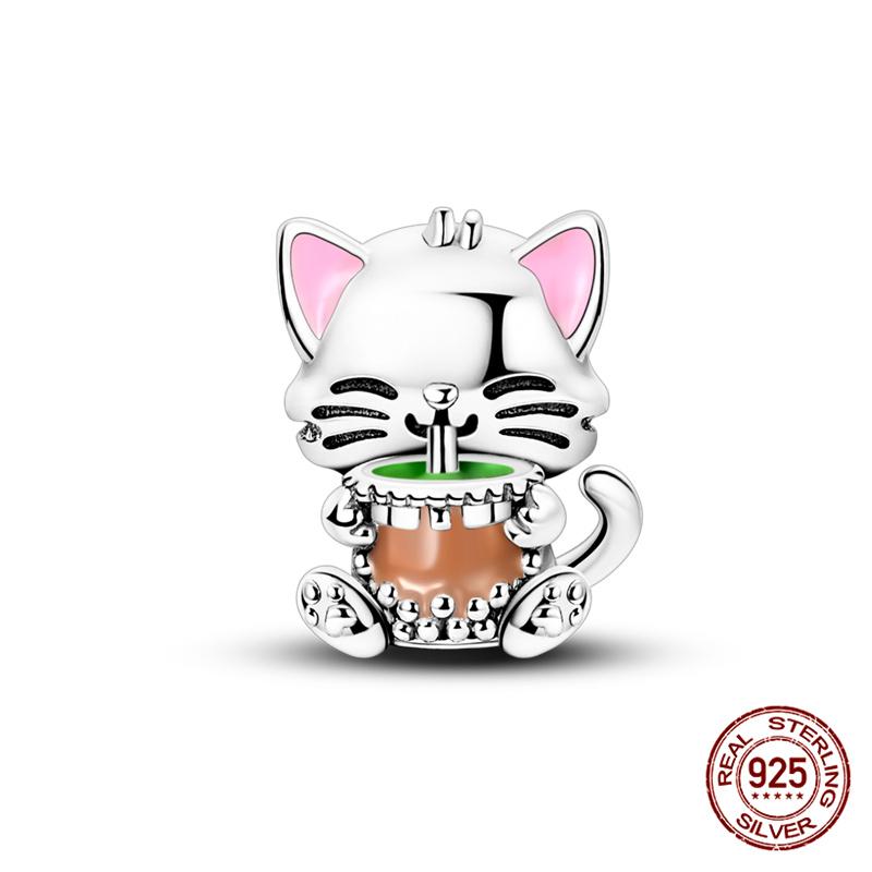 Original Owl Beads 100% 925 Silver Lucky Cat Elephant Charms Fit Original 925 Bracelet DIY Jewelry Making Women's Gift