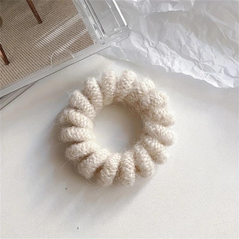 Резинки-скранчи для волос из новой шерсти, телефонный шнур, спиралевидные, однотонные, резинки, эластичная повязка для волос, женские аксессуары для волос