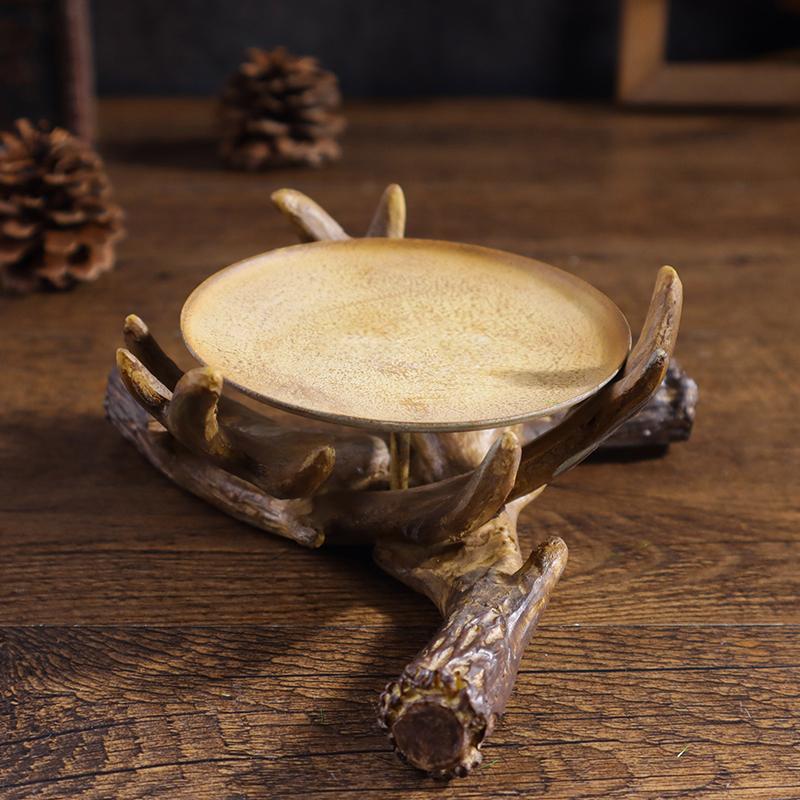 1 Antler Candle Holder Resin Ornament, Rustic and Elegant Design, Perfect for Home Decor, Table Centerpiece