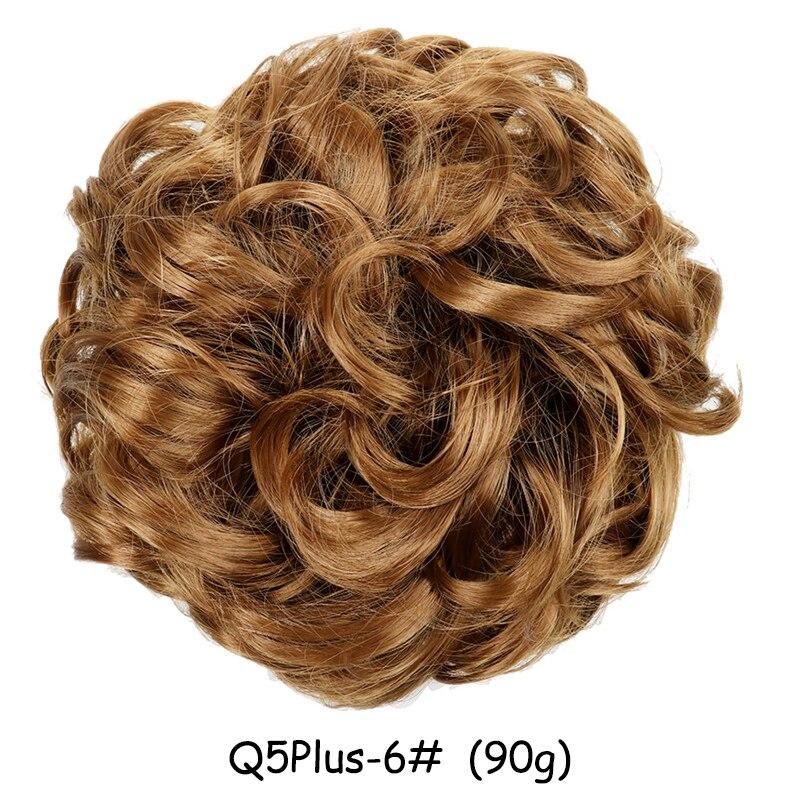 MISS WIG Women Messy Chignon Donut Hair Bun Fake Hair Elastic Chignon Synthetic Fiber Hairpiece Gray Black Brown Color