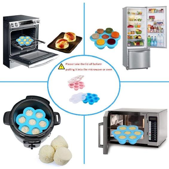 2 Pack Silicone Egg Bites Mold for Instant Pot Accessories - Fits Instant Pot 5,6,8 Qt Pressure Cooker Baby Food Freezer Tray with Lid Reusable