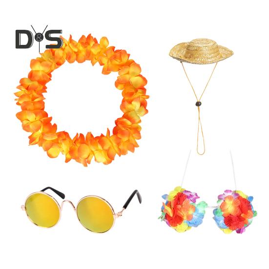 Летние наряды для крыльца гуся, гавайская соломенная шляпа леи, солнцезащитные очки, праздничный костюм для отпуска, пластиковая статуэтка гуся 23"/17", украшение для лужайки и патио