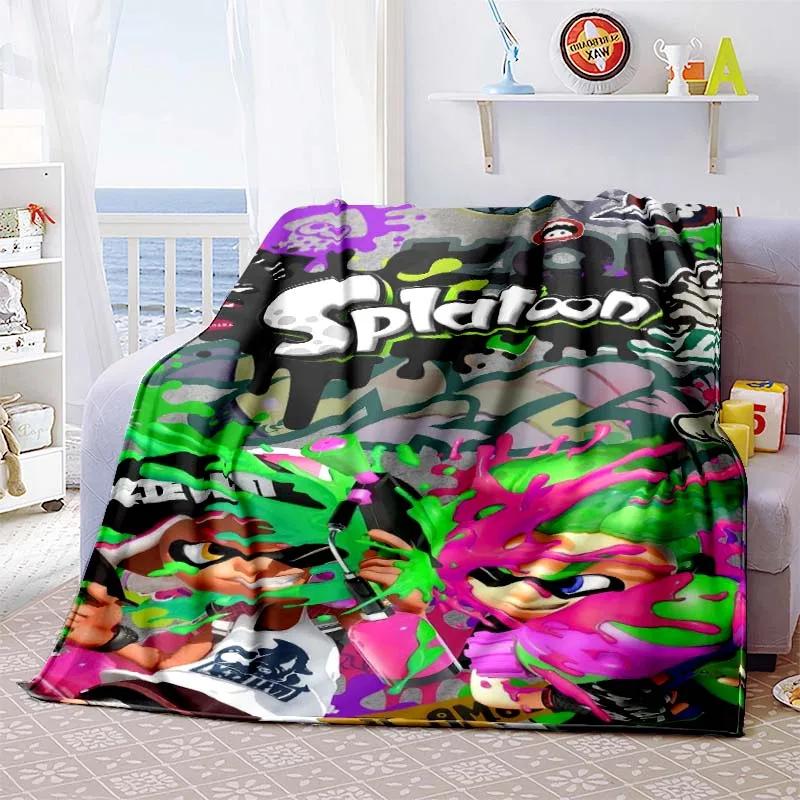3D Game, Splatoon, Fashion Cute Cartoon Soft Plush Blanket, Flannel Blanket Game Player Bedroom Bed Sofa Nap Blanket grinch