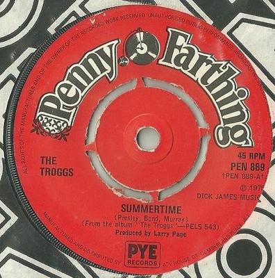 7-дюймовая пластинка TROGGS - Summertime PEN889 Penny Farthing 1975 UK Рок Б/У