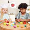 Wooden Play Food for Kids Kitchen Cutting Fruits Toys for Toddlers Pretend Vegetables Gift for Boys Girls Educational Toys