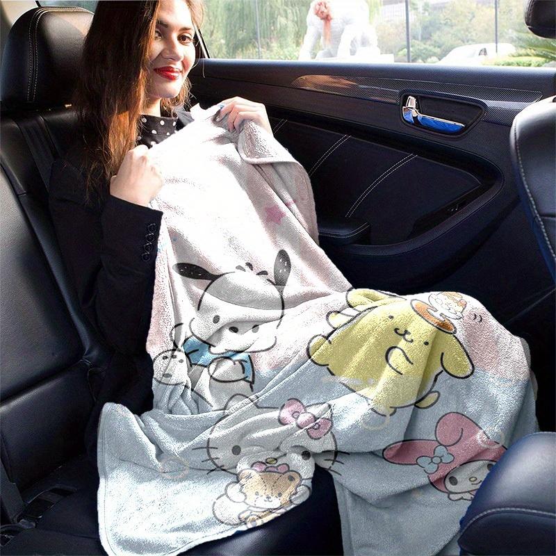 1pc, Sanrio Adorable Characters Home Decor Flannel Blanket, Perfect Gift for Bedroom, Living Room, Travel, Camping, Car, Beach, Office Nap. Ideal Sofa
