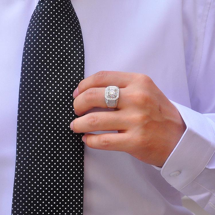 Кольцо мужское Xiangxu Moissanite Pave: Роскошный дизайн «Звезда» 5 карат