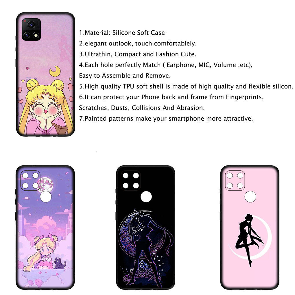 Чехол для iPhone 16 15 14 Xiaomi Redmi Note 13 12 11 Pro Max X 10 8 9 XR Samsung Galaxy S24 S23 A15 13C OPPO Huawei аниме Sailor Moon Girl Phone Case