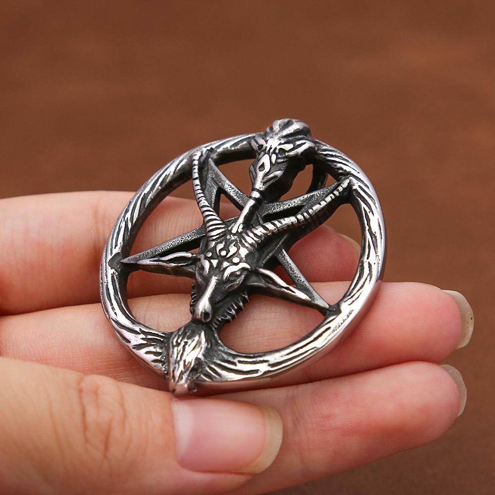 Панк Винтаж Пентаграмма Овечье Ожерелье для Мужчин Готический Нержавеющей Стали Животное Кулон Амулет Модные Ювелирные Изделия Подарки Оптовая Продажа