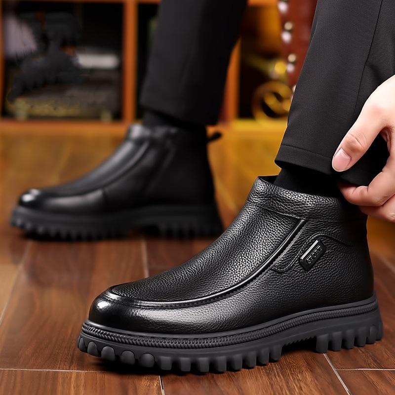 Обувь Мужские Зимние Ботинки Теплые Плюшевые Холодная Зима Мода Бренд Мужская Обувь Нескользящие Плоские Ботильоны
