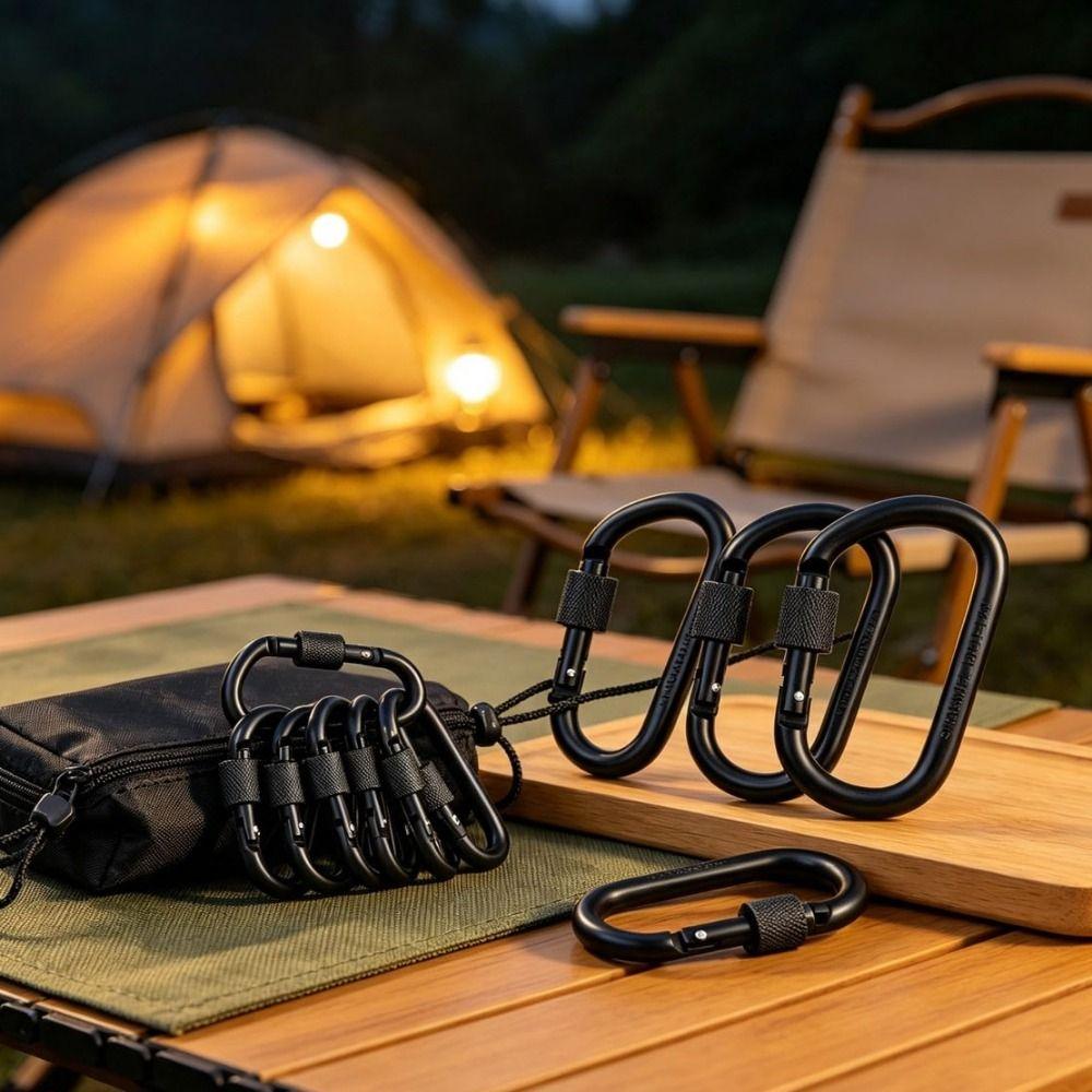 1/2/5pcs Black D-Ring Carabiners with Lock Shopping Bag Clip Hook High Quality Hammock Hook