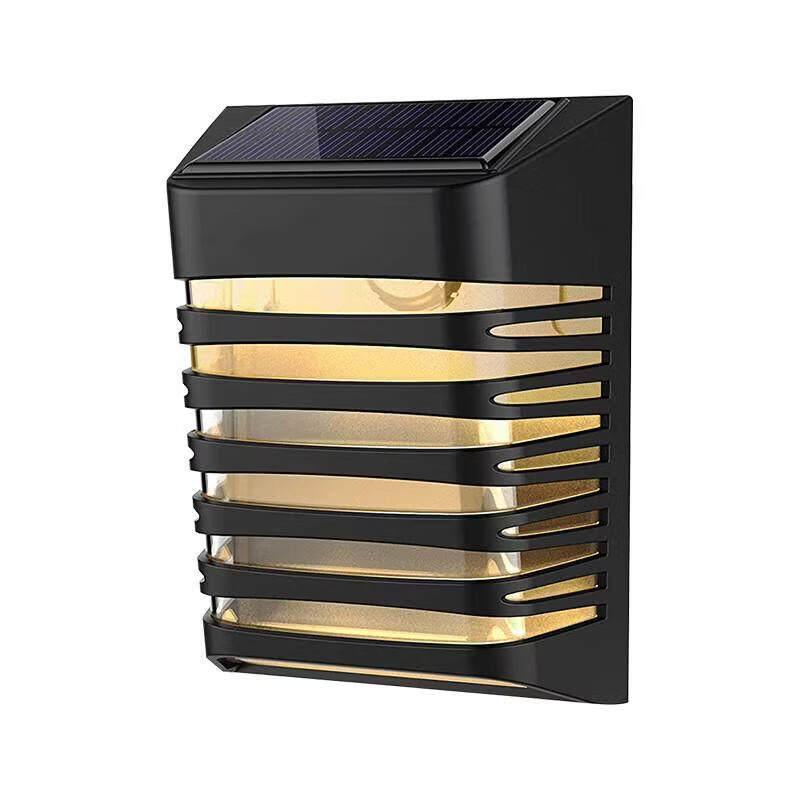 Square Striped Solar Outdoor Wall Light - Warm Glow