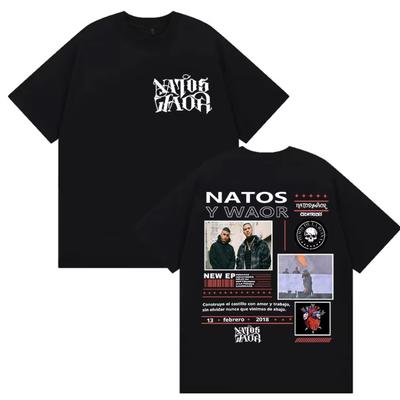 Рэпер NATOS WAOR Альбом 2025 Мерч Футболка Мужская Высококачественная Модная Футболка с Круглым Вырезом Хип-Хоп Оверсайз Футболки Уличная Одежда