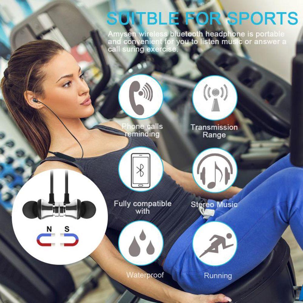 with Mic XT11 Music Headset Wireless Bluetooth Earphone Sport Earbuds Magnetic Hanging Neck