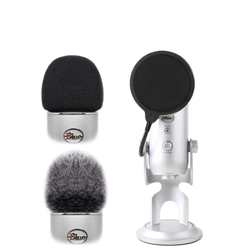 Для USB-конденсаторного микрофона Logitech Blue Yeti Pro Запасные аксессуары Ветрозащита Меховая внешняя крышка Чехол Поролон для защиты от ветра Пшеничный