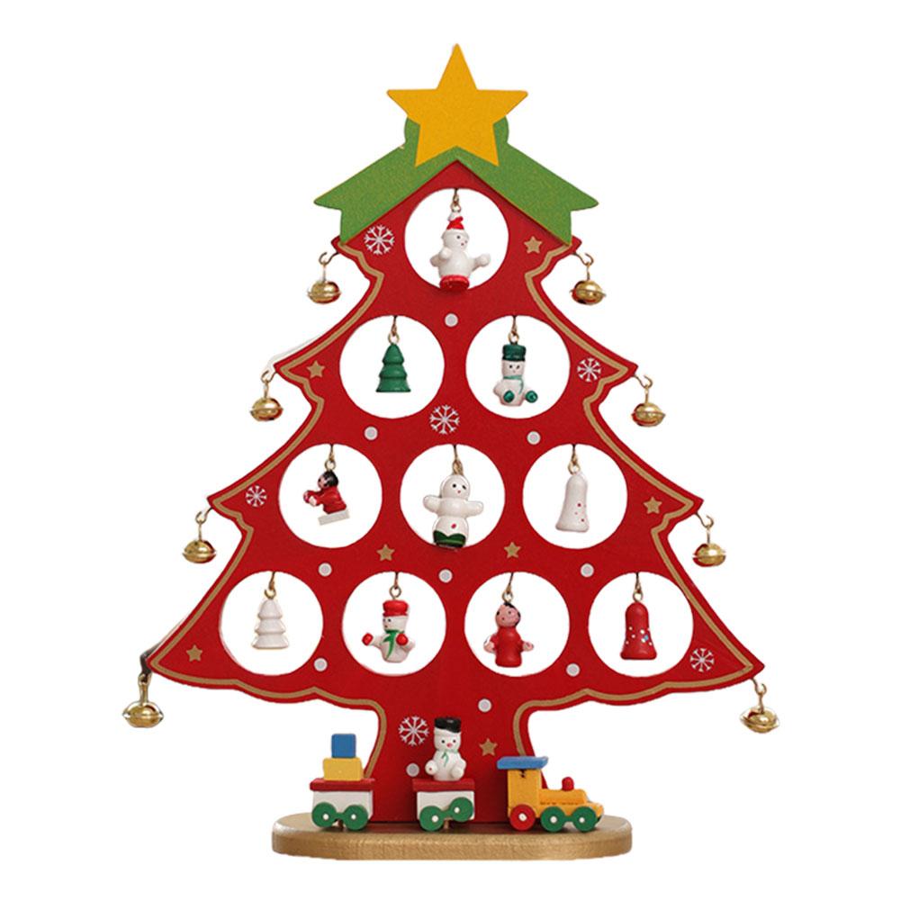 Деревянные DIY Мини елочные украшения Рождественские елки Настольные украшения для Рождества Домашний настольный камин Декор