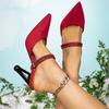 Женская обувь Бургунди Босоножки на высоком каблуке Вечерние Туфли на высоком каблуке Женская обувь Каблук инопланетянина Заостренный Простые Туфли на высоком каблуке
