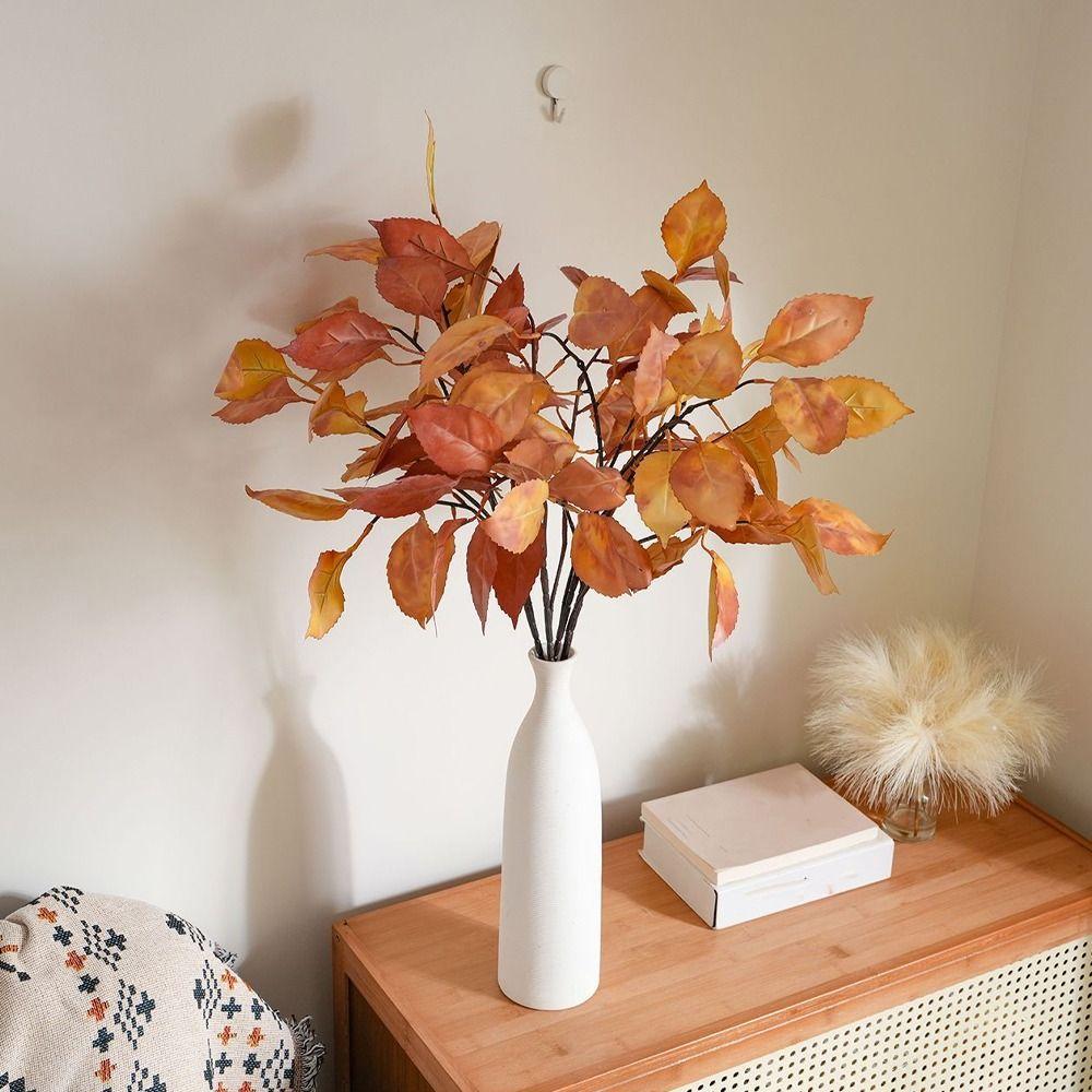 Lifelike Artificial Persimmon Leaves Luxury Realistic Simulated Flowers Handmade Artificial Plant Home Office Decor