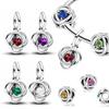 Медные twelve month birthstone сердце вечность шармы бусины кулон подходят к оригинальному браслету для женщин тонкие ювелирные изделия