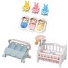 Sylvanian Families Набор для ухода за тройняшками Шоколадный Кролик + Коляска Вращающийся мобиль Детская кроватка