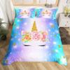 Unicorn Duvet Cover Set Cartoon Galaxy Rainbow Colourful Unicorn Cute Romantic Theme For Kids Girls Polyester Comforter Cover