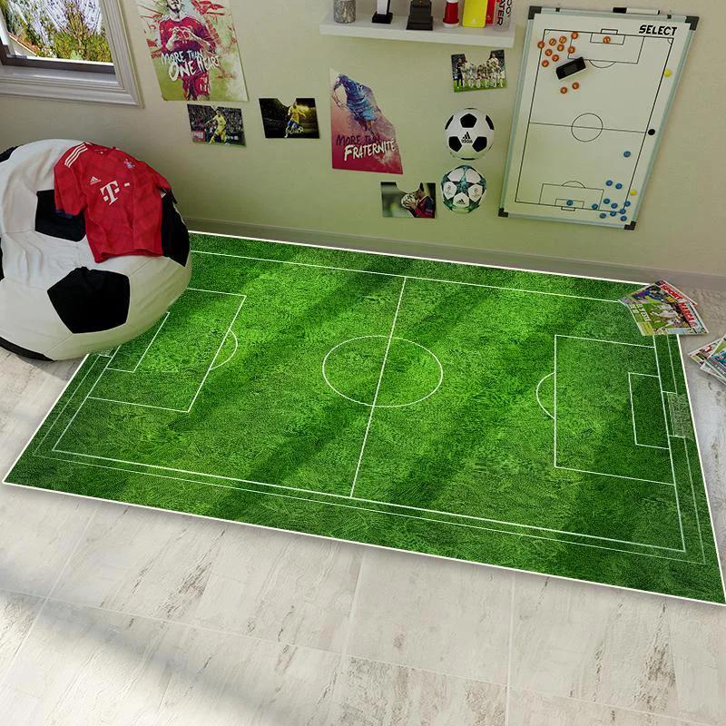 Soccer Football Field Carpet for Living Room Bedroom Home Green Floor Mat Non-slip Decoration for Sofa Children Soft Rug Gifts