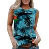 Женская повседневная футболка без рукавов с круглым вырезом и гавайским принтом