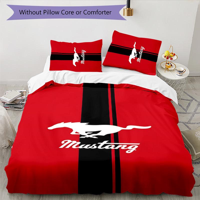 Mustang 3pcs Bedding Set Duvet Cover Closure Includes 1 Duvet Cover & 2 Pillowcases for All Seasons Bedroom Home Dorm Decor
