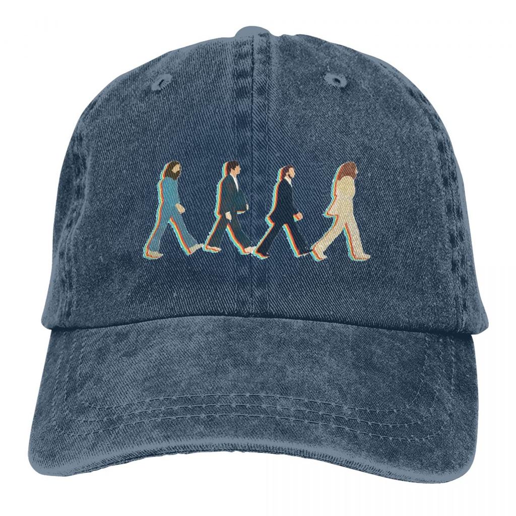 Retro The Beatle Walking Road Baseball Cap Unisex Style Distressed Denim Snapback Cap Outdoor Summer Unstructured Soft Hats Cap