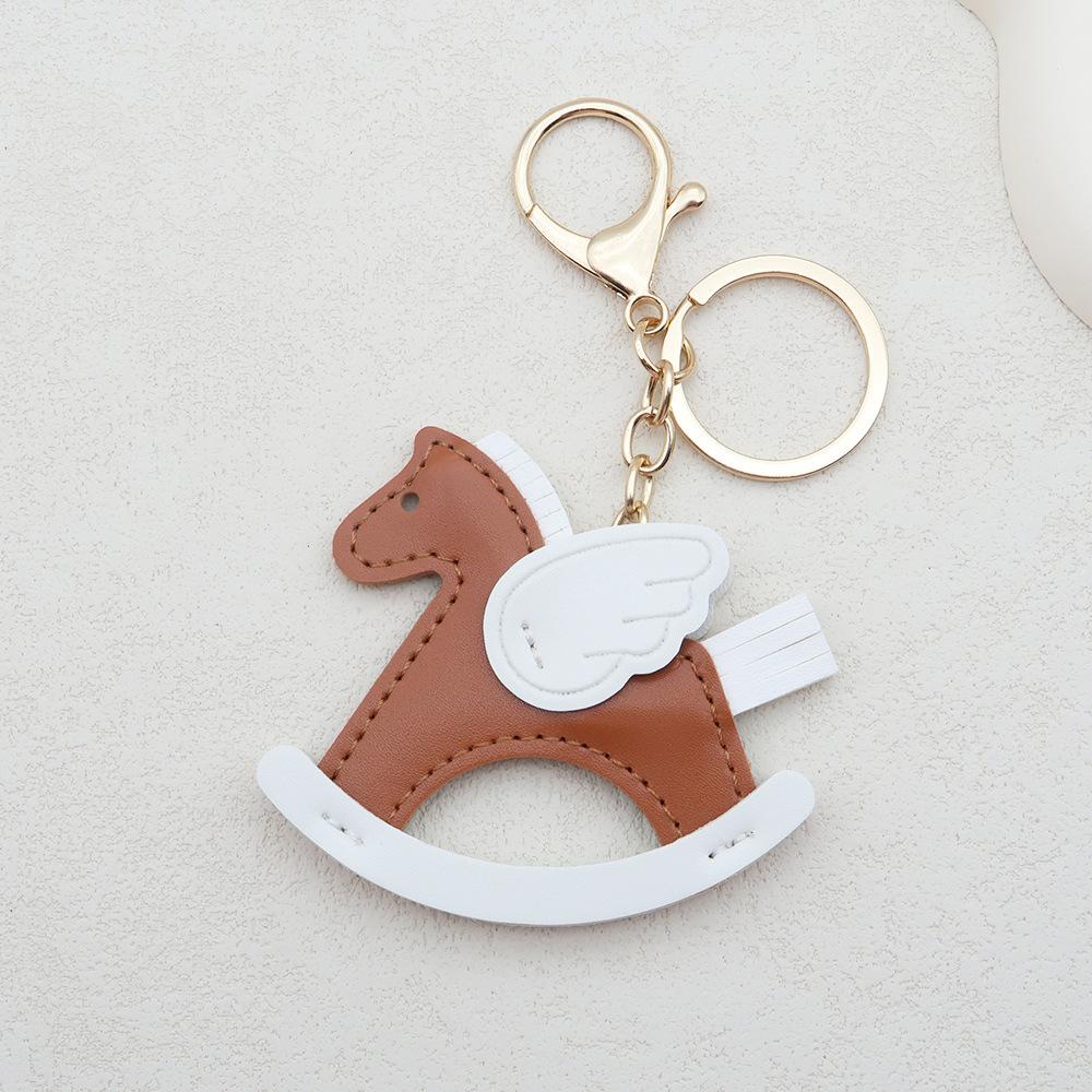 Women's Bag Charm Decoration Bag Pendant Cartoon Rocking Wooden Horse Women's Leather Bag Charm Key Chain Cute Bag Accessories Gifts