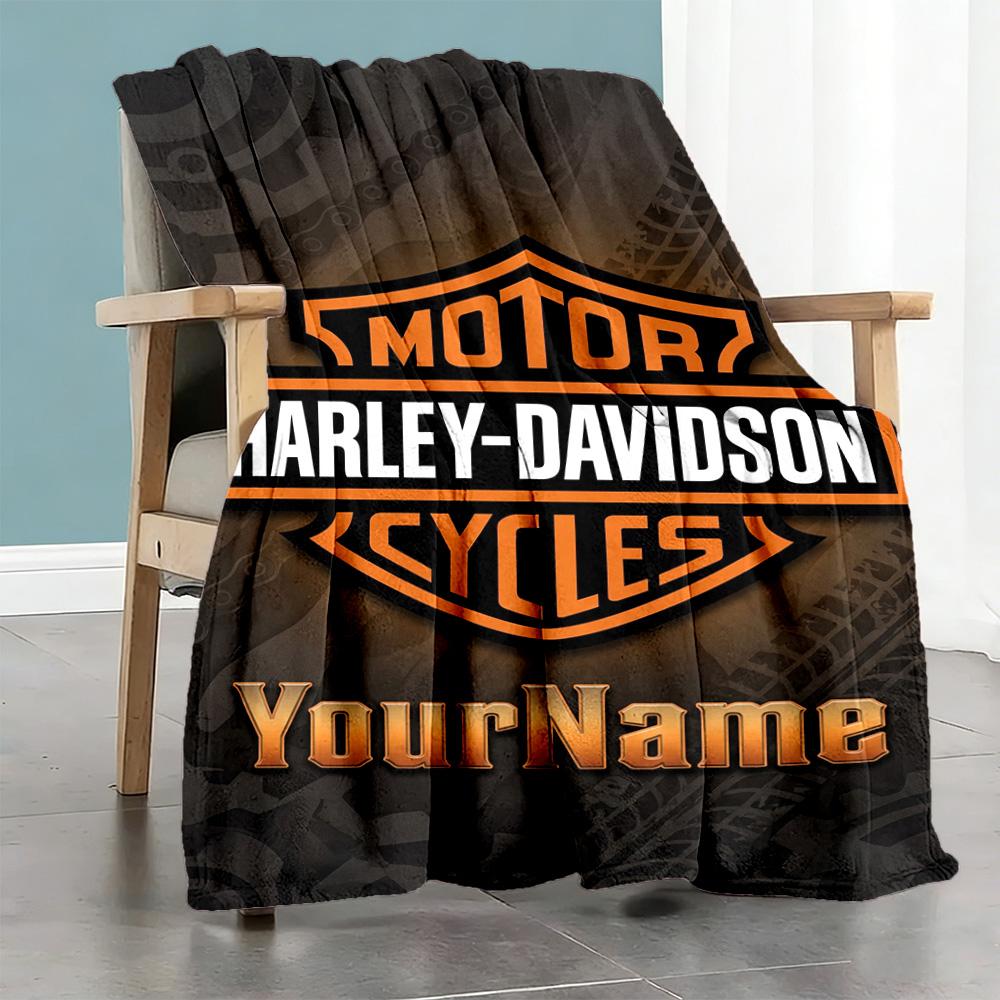 Harley-davidson Motorcycles Customize Text Blanket Lightweight Personalized Blanket Soft Warm Cozy Perfect for Office Chair Bedding Couch Chair