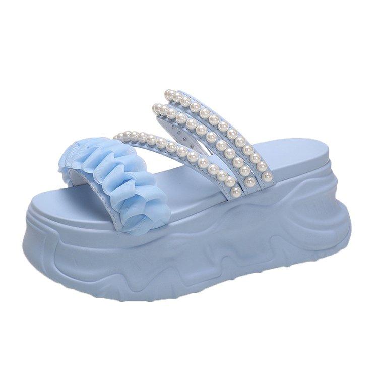 Модные сандалии Fairy Style Pearl Two Wear, модные универсальные тапочки из бисквита на толстой подошве для внешнего ношения, размер плюс 40