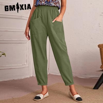 Женские модные повседневные однотонные брюки с высокой талией и капри с принтом