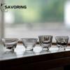 Japanese Heat-resistant Glass Petal Cup Smelling Cup Transparent Vertical Teacup Single Master Cup Small Sake Wine Cup
