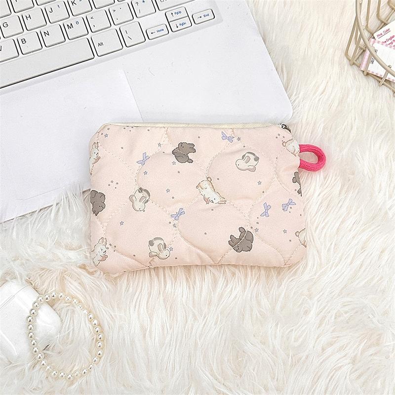 Ins Style Flower Coin Purse Cartoon Rabbit Clutch Bag Lipstick Earphone Sundries Storage Bag Wallet Pouch Mini Makeup Bag