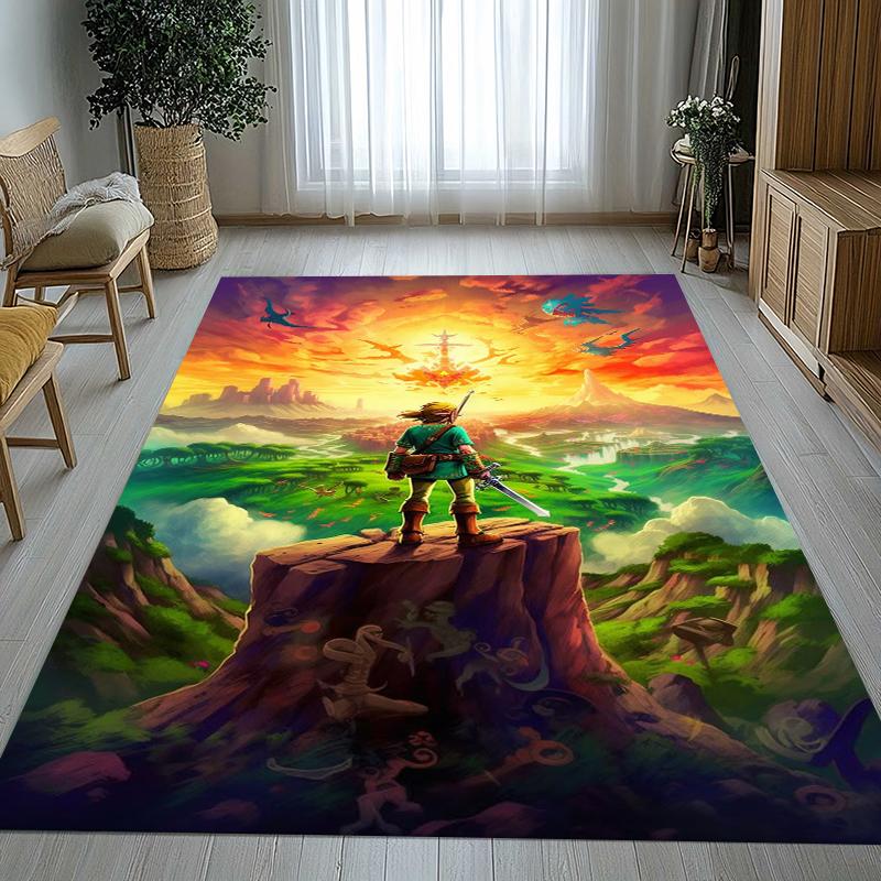 Retro Z-Zelda Cartoon Link Games Living Room Non-Slip Area Rug Soft Carpet for Bedroom Kids Playroom Sofa,Home Decor Doormat