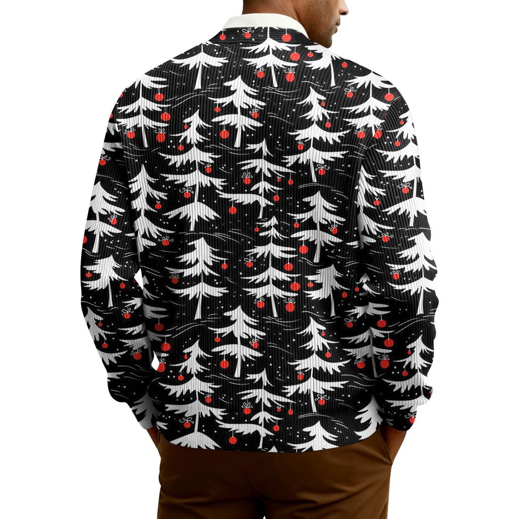 Мужской кардиган с длинным рукавом, рубчатой вязки